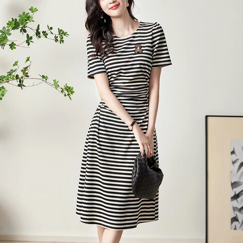 Black and white striped summer dress best sale