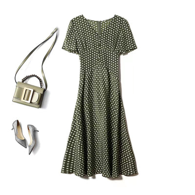 Matcha polka dot midi dress