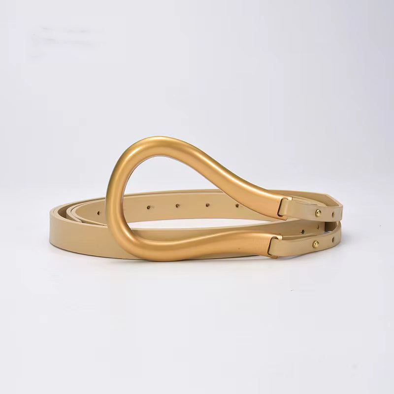 Chic horseshoe buckle leather belt