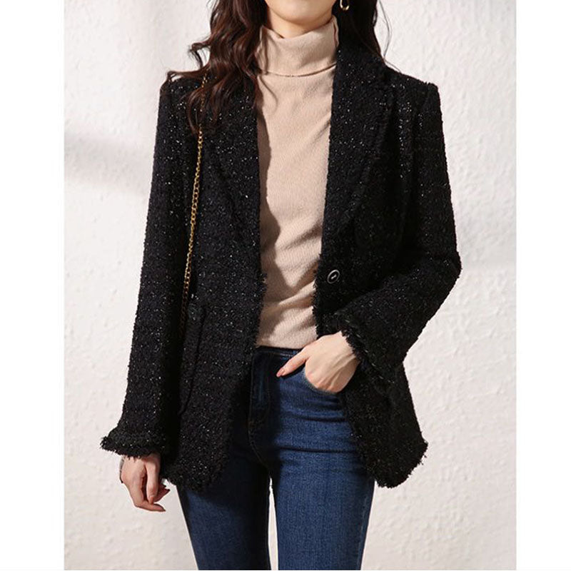 black tweed wool blazer