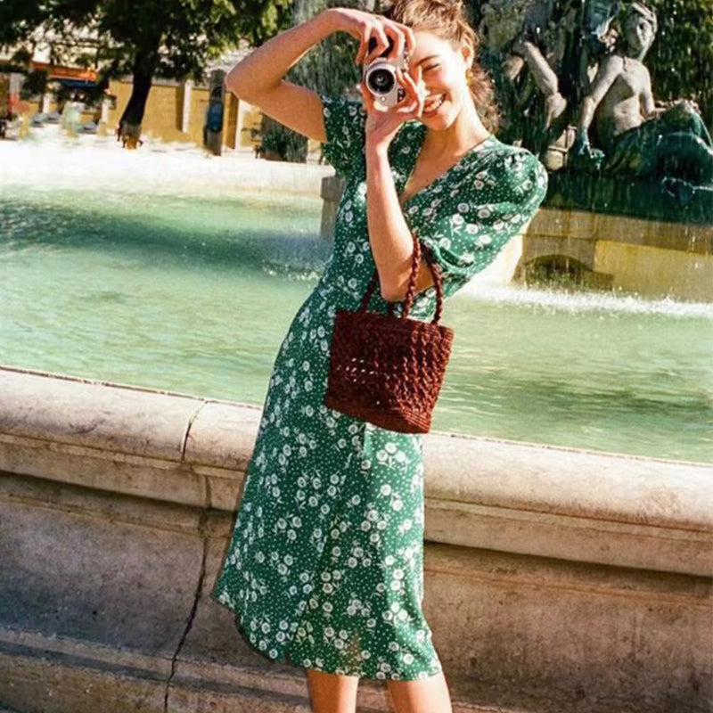 vintage silk floral dress