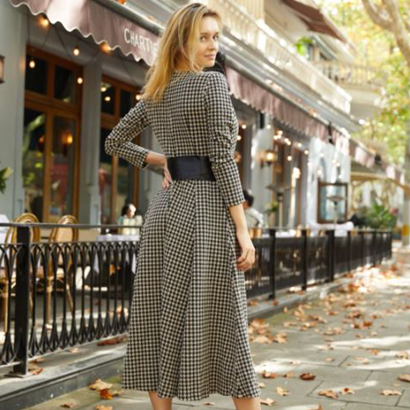 Houndstooth plaid dress