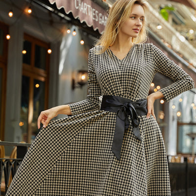 Houndstooth plaid dress