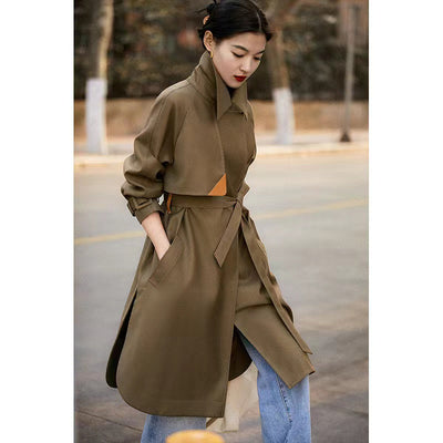 Khaki Lace up trench coat