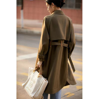 Khaki lace up trench coat