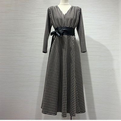 elegant houndstooth plaid dress