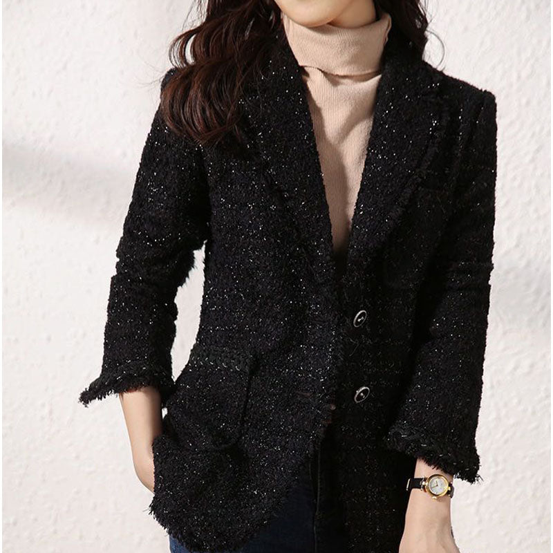 Black tweed wool blazer