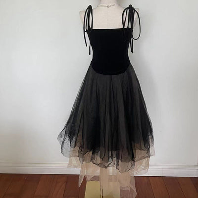 Black velvet dress layered tulle skirt