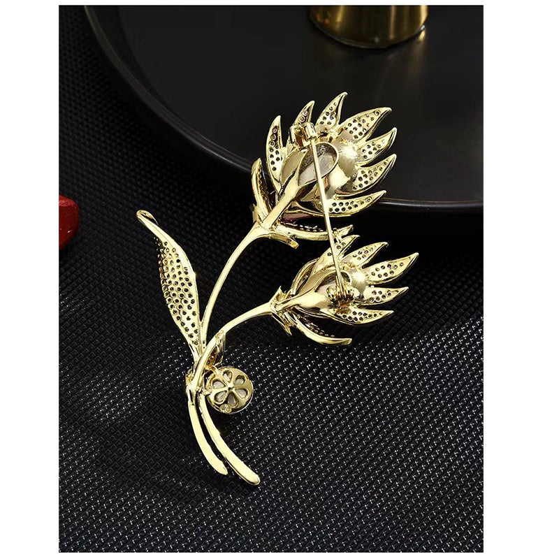 Crystal cella lily brooch