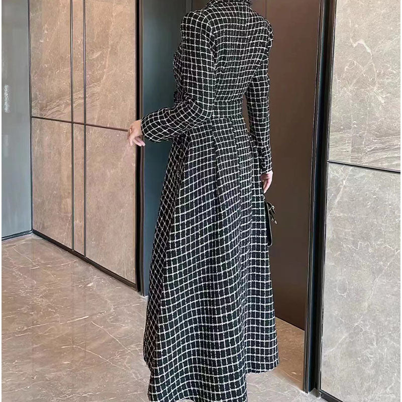 Houndstooth plaid coat