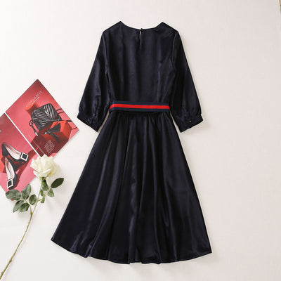 Round neck 3/4 sleeve dress