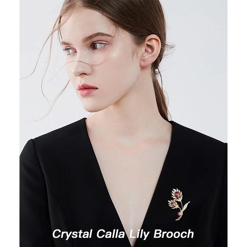 crystal calla lily brooch