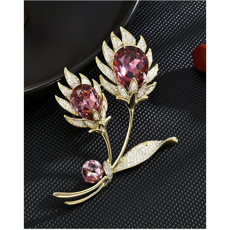 Crystal cella lily brooch