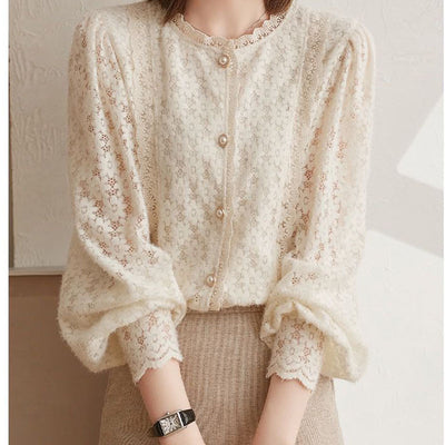 puff sleeve lace top