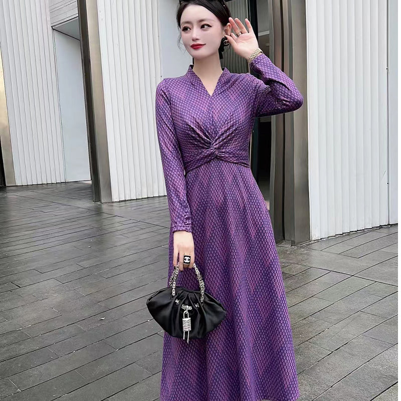 purple v-neckline dress