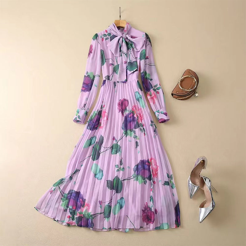 Romantic floral pleated dress