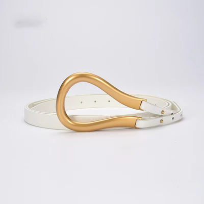 Chic horseshoe buckle leather belt